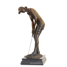 Sport Messing Statue Golfer Carving Bronze Skulptur Tpy-902